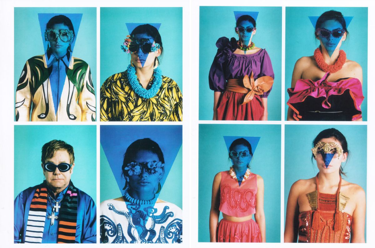 A series of photos of people with blue makeup on their faces.